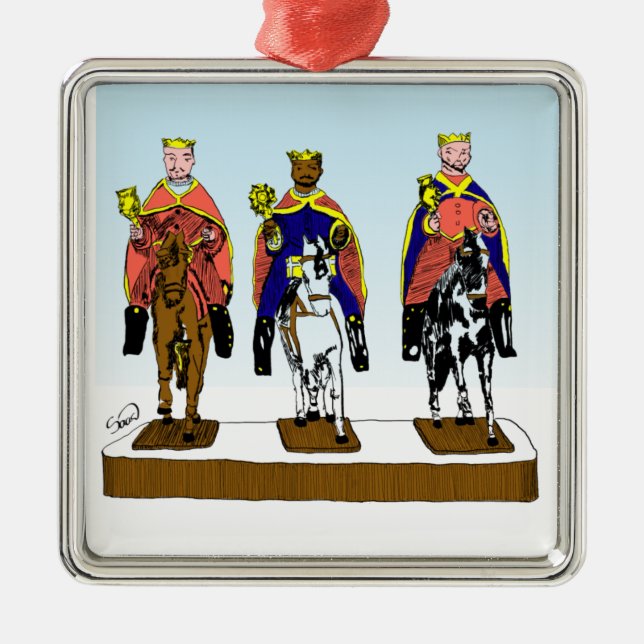 Ornement Carré Argenté Tres Reyes Magos/ Trois hommes sages (Devant)