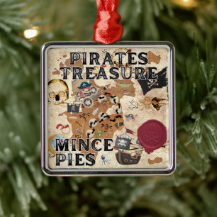 Ornement Carré Argenté Trésor de pirates - Mince Pies