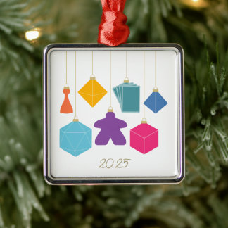 Ornement Carré Argenté Trim the Tree with Board Games Premium Ornament