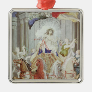 Ornement Carré Argenté Triumph du Roi Louis XIV de la France