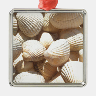 Ornement Carré Argenté Tropical Sunny Sea Shells