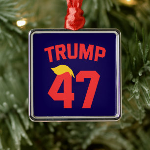 Ornement Carré Argenté Trump 47 Président