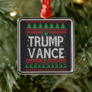 Ornement Carré Argenté Trump Vance Républicain Moche Noël Sweater Noël