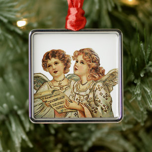 Ornement Carré Argenté Two Beauthful Angels