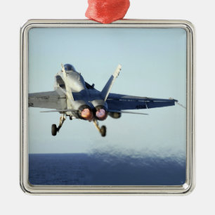 Ornement Carré Argenté Un frelon de F/A-18C lance du poste de pilotage