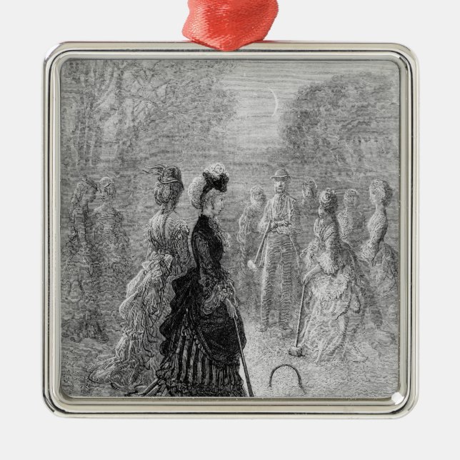 Ornement Carré Argenté Un jeu de croquet (Devant)