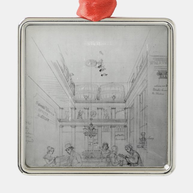 Ornement Carré Argenté Un magasin de boisson alcoolisée de Londres, 1839 (Devant)