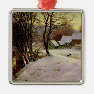 Ornement Carré Argenté Un matin d'hiver, célèbre peinture,