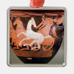 Ornement Carré Argenté Un rouge-chiffre krater de cloche