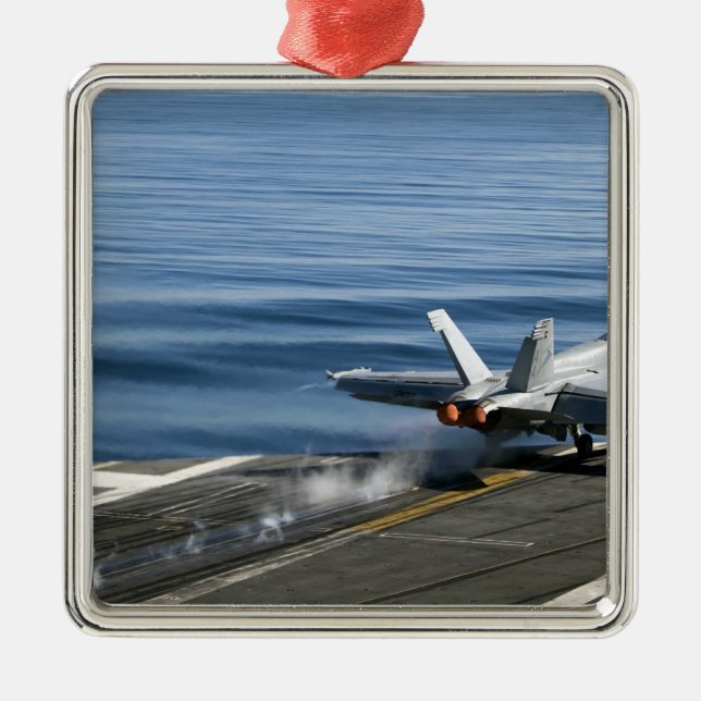 Ornement Carré Argenté Un Super Hornet F/A-18E (Devant)