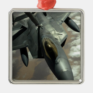 Ornement Carré Argenté Un voleur F-22 de l'armée de l'air américaine est