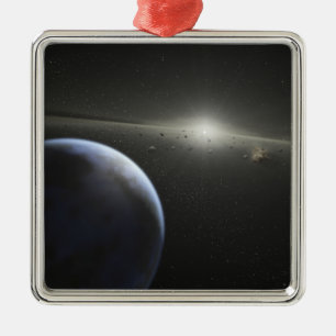 Ornement Carré Argenté Une énorme ceinture d'astéroïdes en orbite autour 