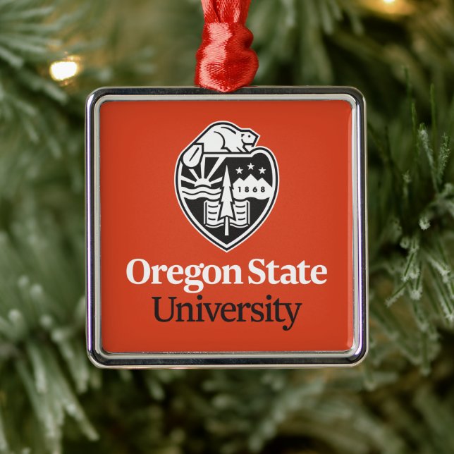 Ornement Carré Argenté Université d'État de l'Oregon (Arbre)