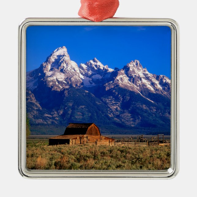 Ornement Carré Argenté USA, Wyoming, Grand Teton National Park, matin (Devant)