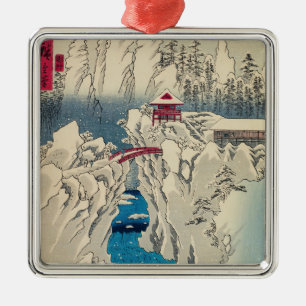 Ornement Carré Argenté Utagawa Hiroshige - Neige sur le mont Haruna
