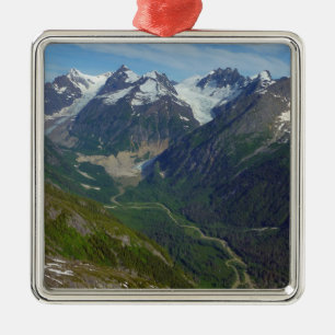 Ornement Carré Argenté Vallée sculptée par les glaciers de l'Alaska