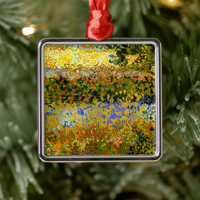 Ornement Carré Argenté Van Gogh - Flowering Garden (Arbre)