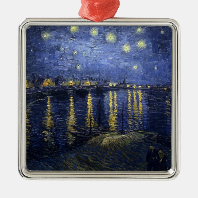 Ornement Carré Argenté Van Gogh, La Nuit étoilée, 1888 (Devant)