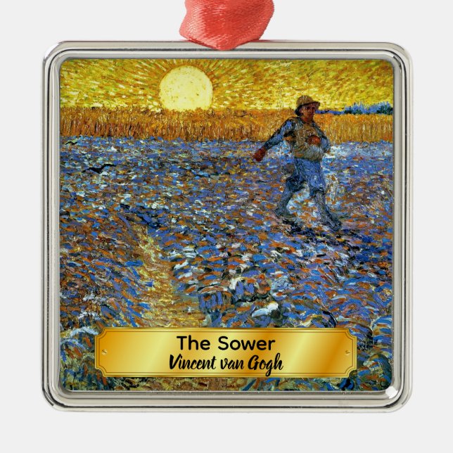 Ornement Carré Argenté Van Gogh - Le Sower (Devant)
