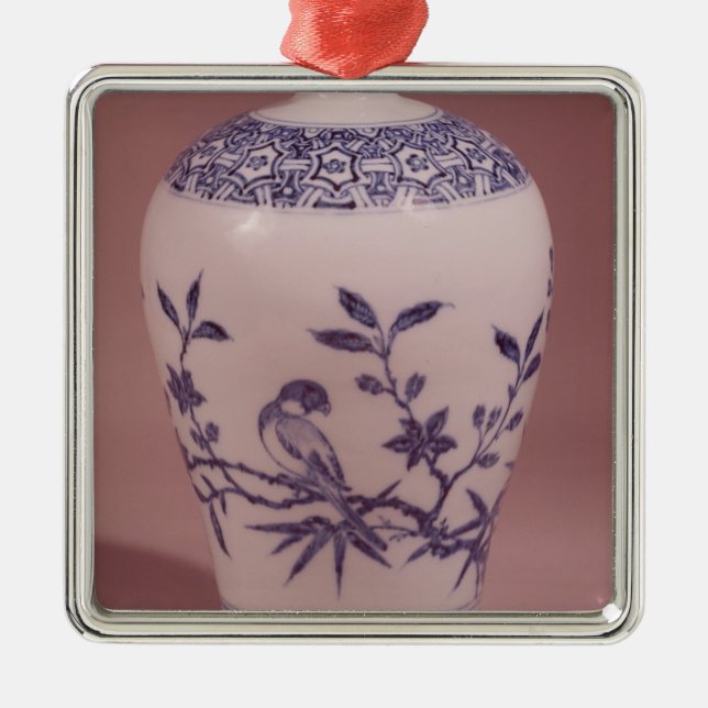 Ornement Carré Argenté Vase à fleur, dynastie de Ming (Devant)