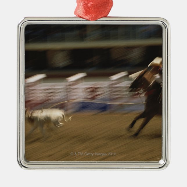 Ornement Carré Argenté Veau Roping, ruée de Calgary (Devant)