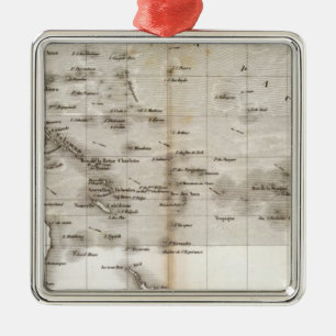 Ornement Carré Argenté Vents Océan Pacifique