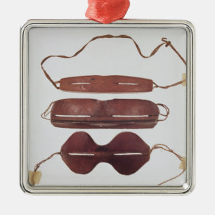 Ornement Carré Argenté Verres du soleil/neige d'Inuit '