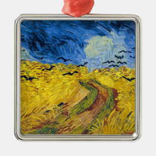 Ornement Carré Argenté Vincent van Gogh - Champ de blé aux corbeaux