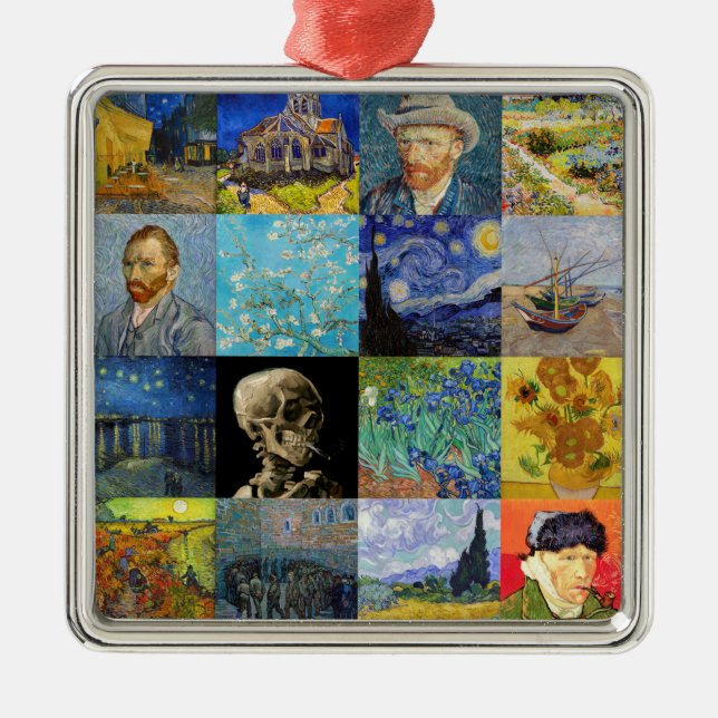 Ornement Carré Argenté Vincent van Gogh - chefs-d'oeuvre Mosaic Patchwork (Devant)