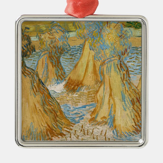Ornement Carré Argenté Vincent van Gogh - Chênes du blé (Devant)