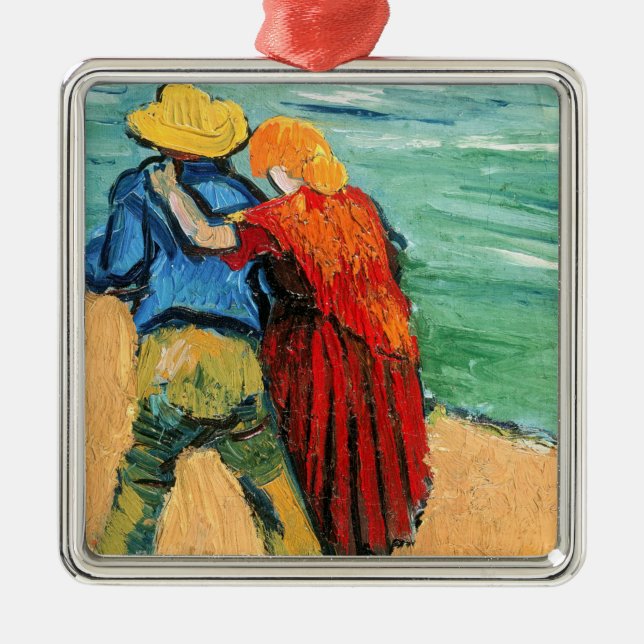 Ornement Carré Argenté Vincent van Gogh - Deux amoureux (Devant)