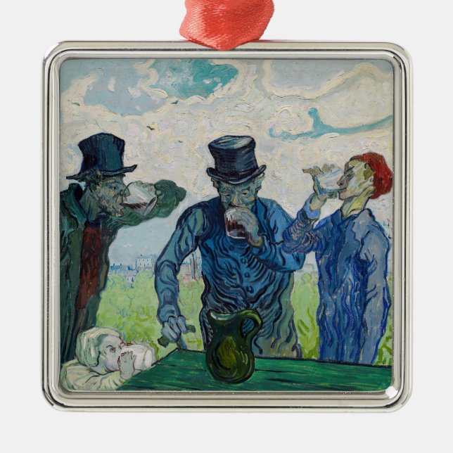 Ornement Carré Argenté Vincent van Gogh - Les buveurs, après Daumier (Devant)