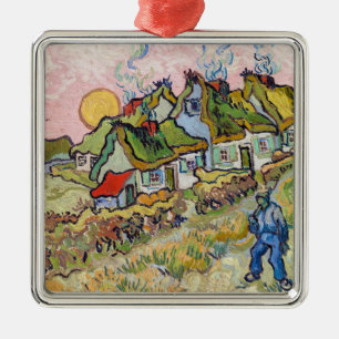 Ornement Carré Argenté Vincent van Gogh - Maisons et figure