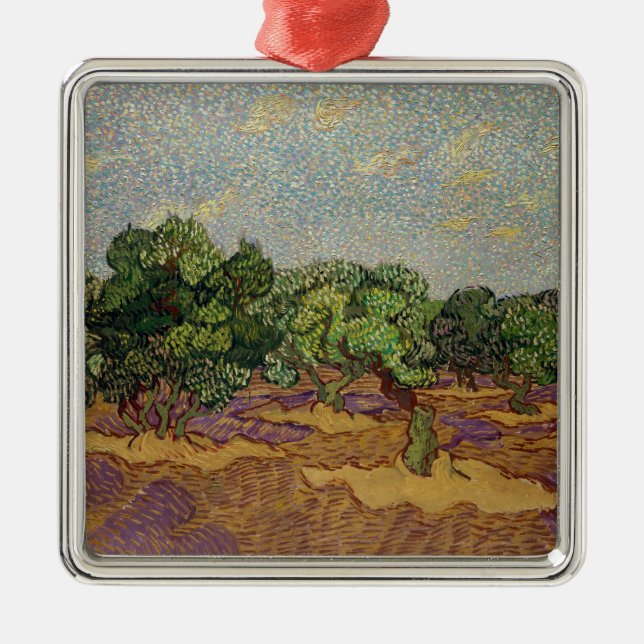 Ornement Carré Argenté Vincent van Gogh - Olive Trees (Devant)