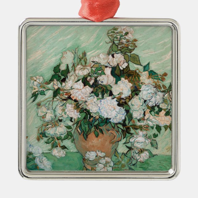 Ornement Carré Argenté Vincent van Gogh | Rose, 1890 (Devant)