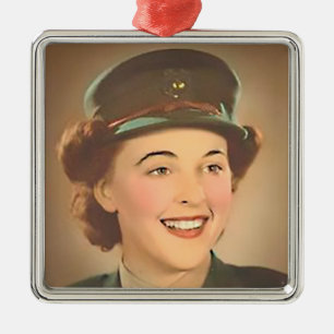 Ornement Carré Argenté Vintage Female Marine