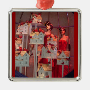 Ornement Carré Argenté Vintage Noël à New York