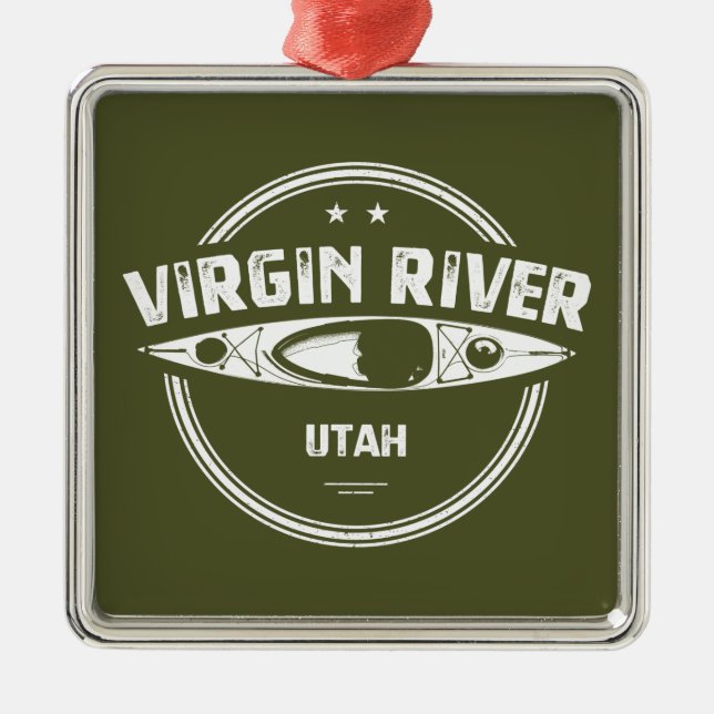 Ornement Carré Argenté Virgin River Utah Kayak (Devant)