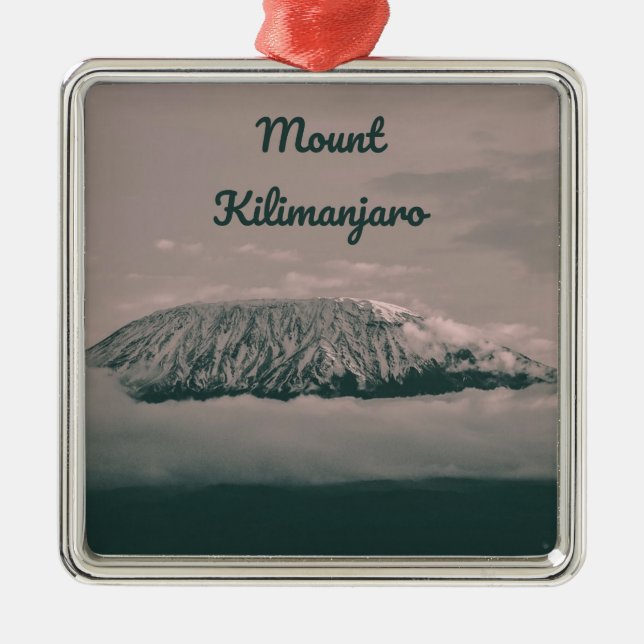 Ornement Carré Argenté Volcan du Kilimandjaro en Tanzanie Afrique (Devant)