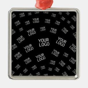Ornement Carré Argenté Votre logo de conception, de photo ou d'entreprise