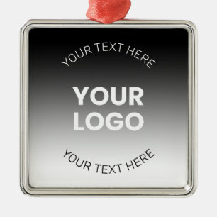 Ornement Carré Argenté Votre logo   Dégradé noir & blanc moderne modifiab
