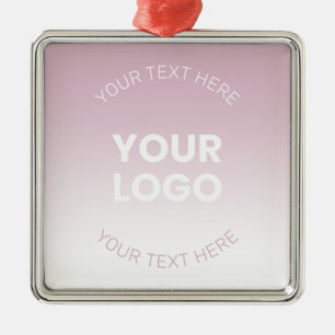 Ornement Carré Argenté Votre logo Ombré moderne rose poussiéreux et bla