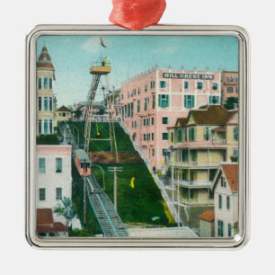 Ornement Carré Argenté Vue aérienne de chariot à vol d'anges