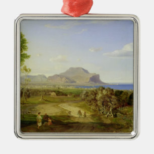 Ornement Carré Argenté Vue au-dessus de Palerme, 1828