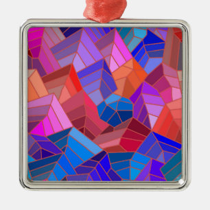 Ornement Carré Argenté Vue de montagnes fantastiques depuis le ciel