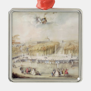Ornement Carré Argenté Vue des jardins et du château de Versailles