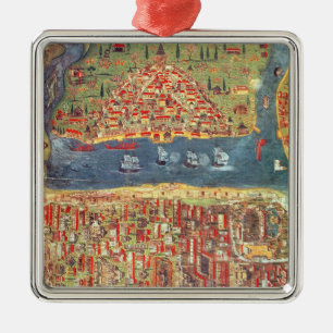 Ornement Carré Argenté Vue d'IUK T.5964 d'Istanbul