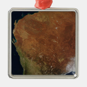 Ornement Carré Argenté Vue satellite de l'Australie occidentale