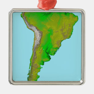 Ornement Carré Argenté Vue topographique de l'Amérique du Sud