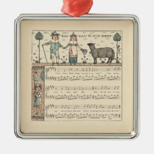 Ornement Carré Argenté Walter Crane Baa Baa Mouton Noir Comptine